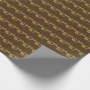 Brown, Faux Gold 67th (Sixty-Seventh) Event Wrapping Paper