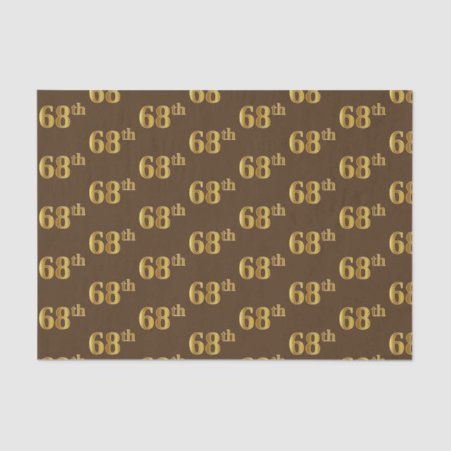 Brown, Faux Gold 68th (Sixty-Eighth) Event Tissue Paper (Front)