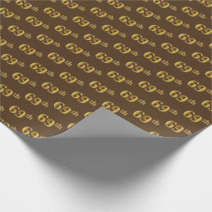 Brown, Faux Gold 69th (Sixty-Ninth) Event Wrapping Paper