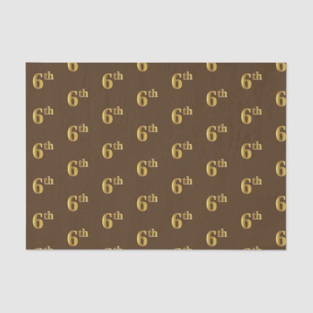 Brown, Faux Gold 6th (Sixth) Event Tissue Paper (Front)