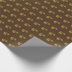 Brown, Faux Gold 6th (Sixth) Event Wrapping Paper
