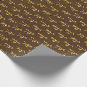 Brown, Faux Gold 70th (Seventieth) Event Wrapping Paper