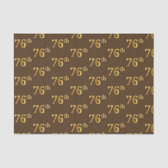 Brown, Faux Gold 76th (Seventy-Sixth) Event Tissue Paper (Front)