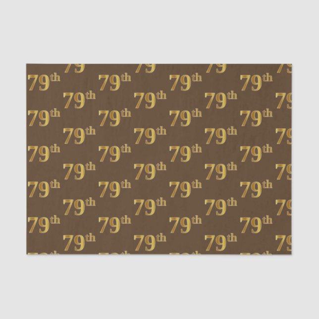Brown, Faux Gold 79th (Seventy-Ninth) Event Tissue Paper (Front)