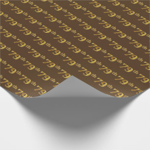 Brown, Faux Gold 79th (Seventy-Ninth) Event Wrapping Paper