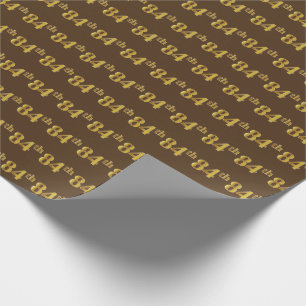Brown, Faux Gold 84th (Eighty-Fourth) Event Wrapping Paper