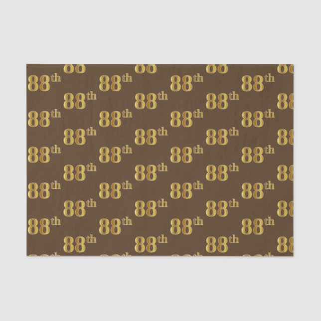 Brown, Faux Gold 88th (Eighty-Eighth) Event Tissue Paper (Front)