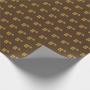 Brown, Faux Gold 8th (Eighth) Event Wrapping Paper