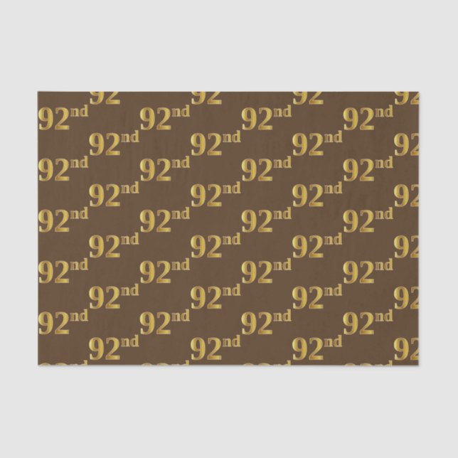 Brown, Faux Gold 92nd (Ninety-Second) Event Tissue Paper (Front)