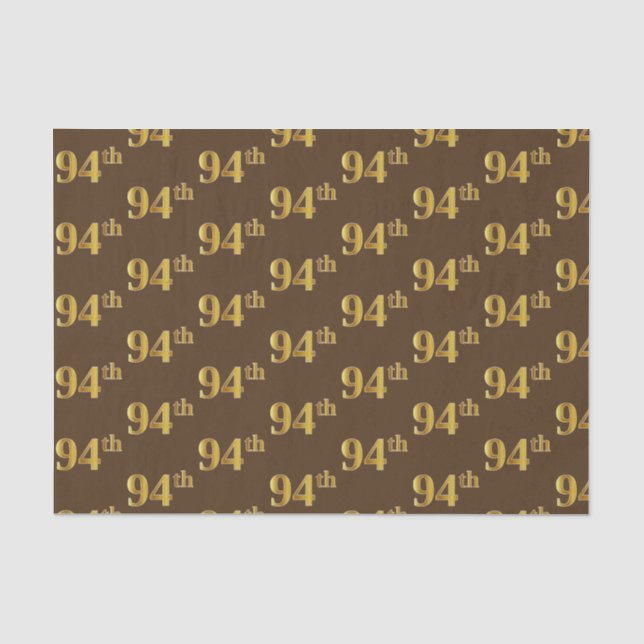 Brown, Faux Gold 94th (Ninety-Fourth) Event Tissue Paper (Front)