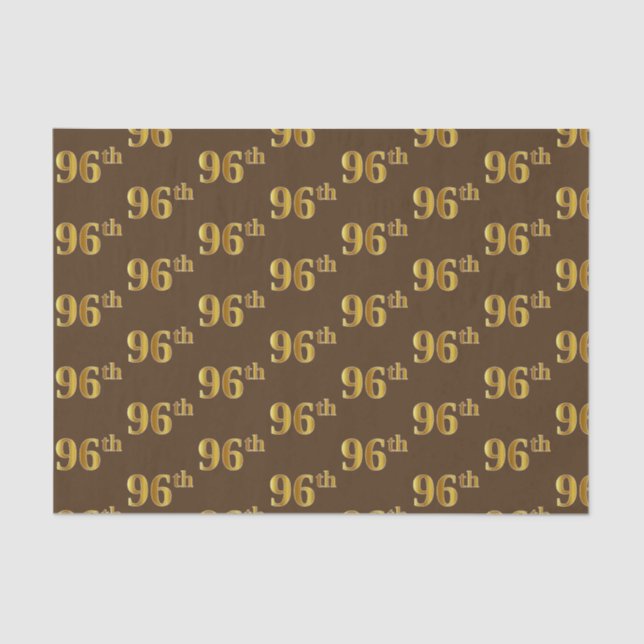 Brown, Faux Gold 96th (Ninety-Sixth) Event Tissue Paper (Front)