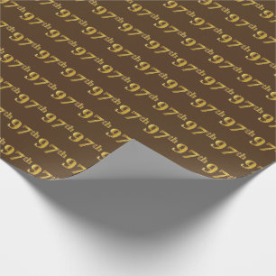 Brown, Faux Gold 97th (Ninety-Seventh) Event Wrapping Paper