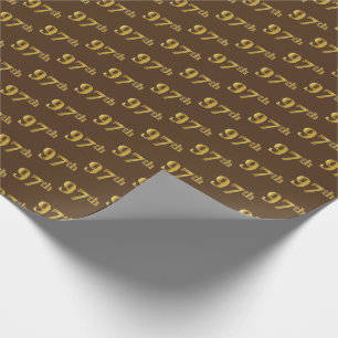 Brown, Faux Gold 97th (Ninety-Seventh) Event Wrapping Paper