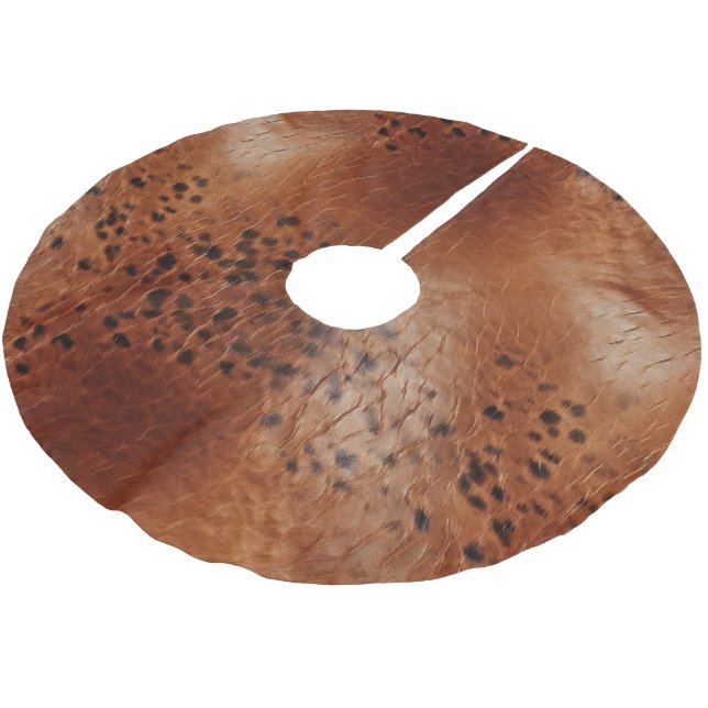 Brown Faux Leather  Brushed Polyester Tree Skirt (Angled)