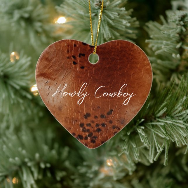 Brown Faux Leather  Ceramic Ornament (Tree)