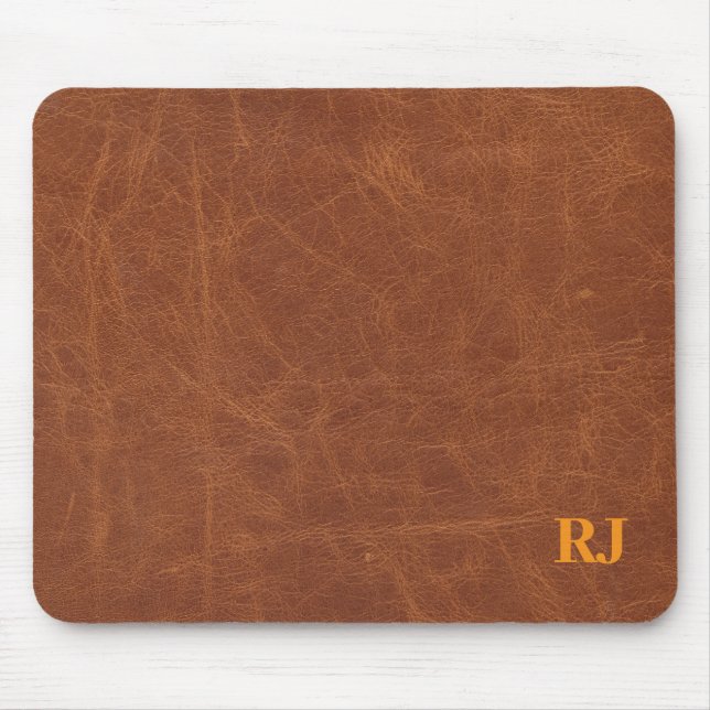 Brown Faux Leather Desk Mat – Stylish Office Acces Mouse Pad (Front)