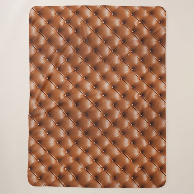 Brown Faux Leather (leather look) Sherpa Blanket (Front)