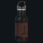 Brown Faux Leather Monogram Groomsman Gift 532 Ml Water Bottle<br><div class="desc">Introducing our elegant and modern water bottle from our exclusive groomsmen gift collection. Featuring brown and black stitched faux leather, this water bottle is not only stylish but also durable enough to withstand even the most rugged outdoor adventures. Each water bottle features a unique monogram of the recipient's initials in...</div>
