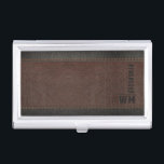 Brown Faux Leather Monogram Groomsman Gift Business Card Holder<br><div class="desc">Introducing our sophisticated and practical business card holder, now part of our exclusive groomsmen gift collection. Featuring a leather in dark brown and black and a slim design, this business card holder is the perfect accessory to keep your cards organized and easily accessible. Each card holder in our groomsmen gift...</div>