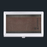 Brown Faux Leather Monogram Groomsman Gift Business Card Holder<br><div class="desc">Introducing our sophisticated and practical business card holder, now part of our exclusive groomsmen gift collection. Featuring a leather in dark brown and black and a slim design, this business card holder is the perfect accessory to keep your cards organized and easily accessible. Each card holder in our groomsmen gift...</div>