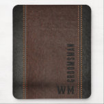 Brown Faux Leather Monogram Groomsman Gift Mouse Pad<br><div class="desc">Introducing our elegant and modern mouse pad from our exclusive collection. Featuring a sleek and stylish design with brown and black stitched faux leather, this mouse pad is not only fashionable but also built to last. Each mouse pad is personalized with the recipient's initials in a unique vintage style, adding...</div>