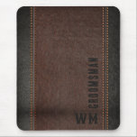 Brown Faux Leather Monogram Groomsman Gift Mouse Pad<br><div class="desc">Introducing our elegant and modern mouse pad from our exclusive collection. Featuring a sleek and stylish design with brown and black stitched faux leather, this mouse pad is not only fashionable but also built to last. Each mouse pad is personalized with the recipient's initials in a unique vintage style, adding...</div>