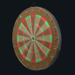 Brown Faux Leather Texture Dartboard<br><div class="desc">A trendy modern design with a brown faux leather texture print with red and green accents.</div>