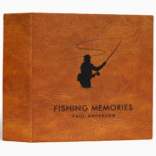 Brown faux Leather Texture Fishing Memories Binder