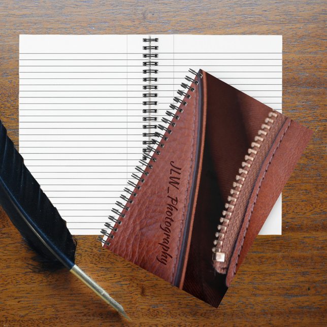 Brown Faux Leather Thoughts Unzipped Personalized Notebook (Creator Uploaded)