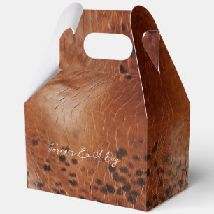 Brown Faux Leather Wedding Favor Box