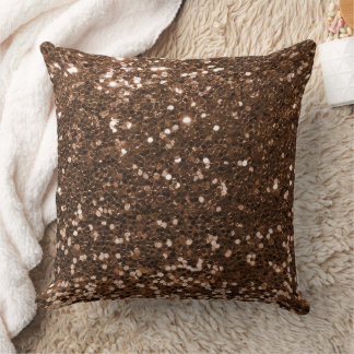 Brown Faux Sequin Glitter Throw Pillow