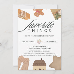 Brown Favourite Things Exchange Gift Christmas Invitation
