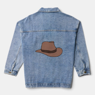 Brown Fedora Hat Denim Jacket
