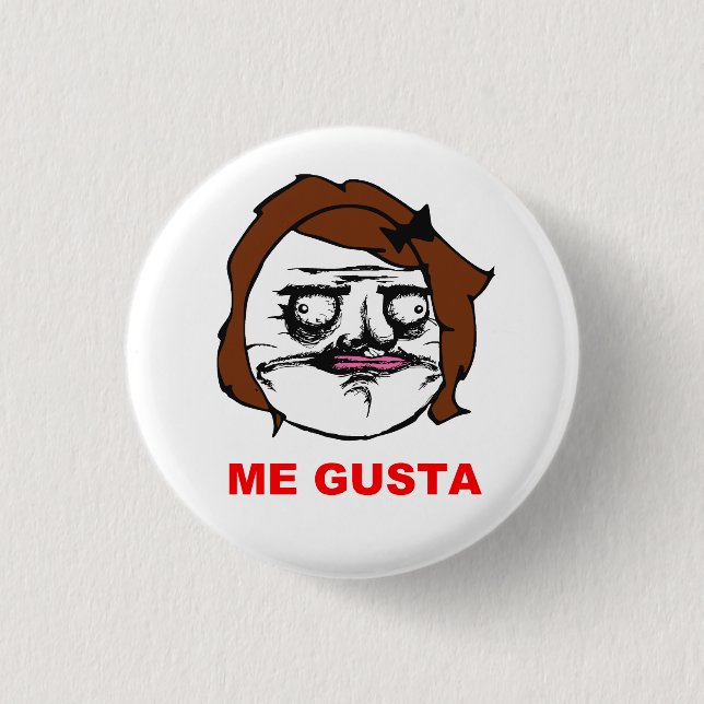 Brown Female Me Gusta Comic Rage Face Meme 1 Inch Round Button (Front)