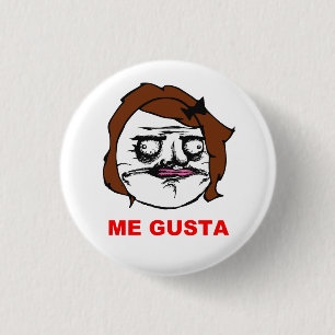 Brown Female Me Gusta Comic Rage Face Meme 1 Inch Round Button