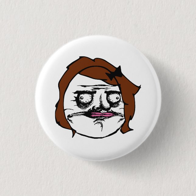 Brown Female Me Gusta Comic Rage Face Meme 1 Inch Round Button (Front)