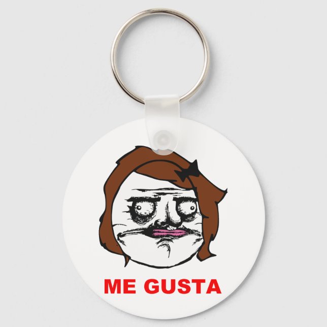 Brown Female Me Gusta Comic Rage Face Meme Keychain (Front)
