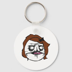 Brown Female Me Gusta Comic Rage Face Meme Keychain