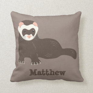 Brown Ferret Personalized Graphic Throw Pillow