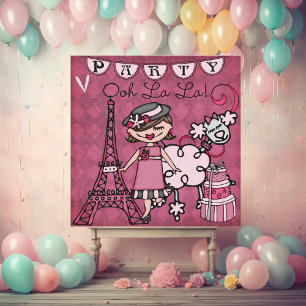 Brown fille de cheveux Ooh La La Paris Invitation