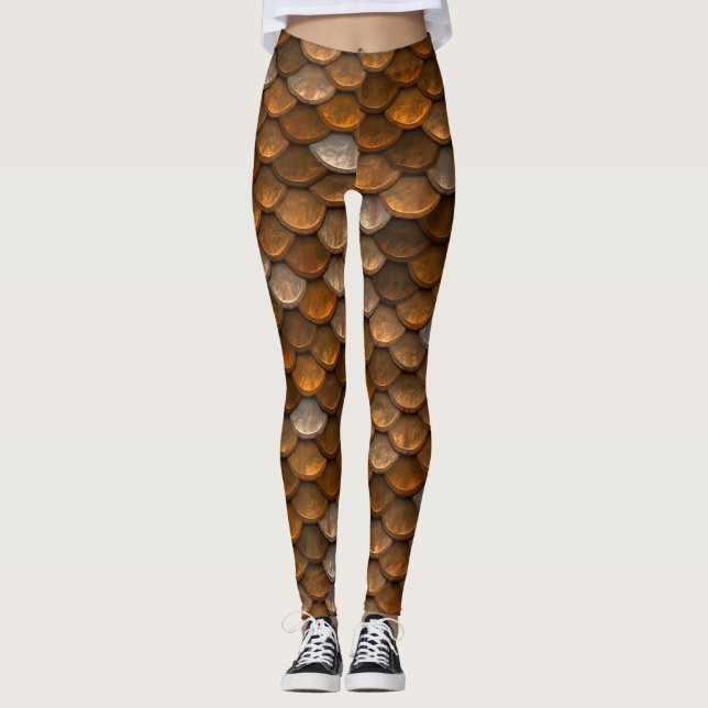 Brown Fish Scales Mermaid Leggings (Front)