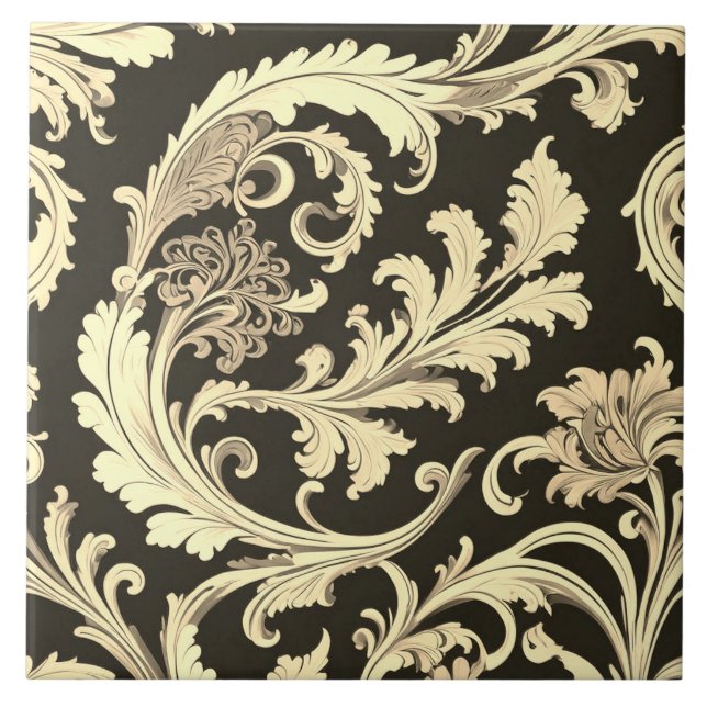 Brown Fleur Antique Pattern Tile (Front)