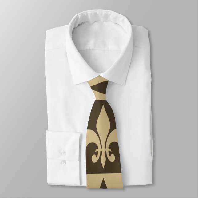Brown Fleur de lis Tie (Tied)