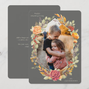 Brown fleurs automnales Thanksgiving Carte photo