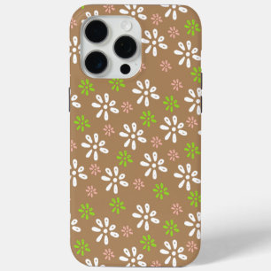 Brown Fleurs Motif iPhone 15 Pro Max Coque