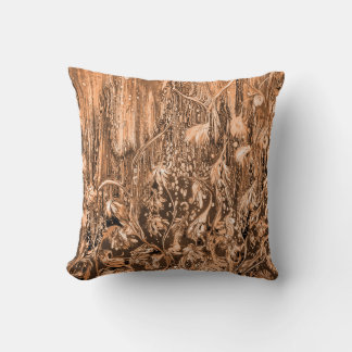 Brown Floral Abstract Throw Pillow