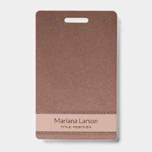 Brown Floral Damask Pattern Badge