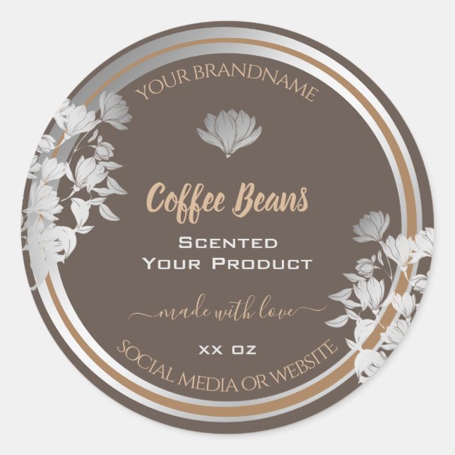 Brown Floral Emballage de produits Étiquettes Arge (Devant)