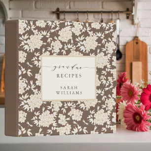 Brown Floral Handwritten Grandma Recipes Cookbook Binder