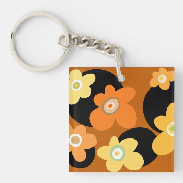 Brown floral keychain (Front)